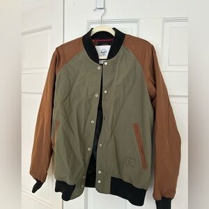 Herschel Varsity Bomber Jacket Brown Green Size S